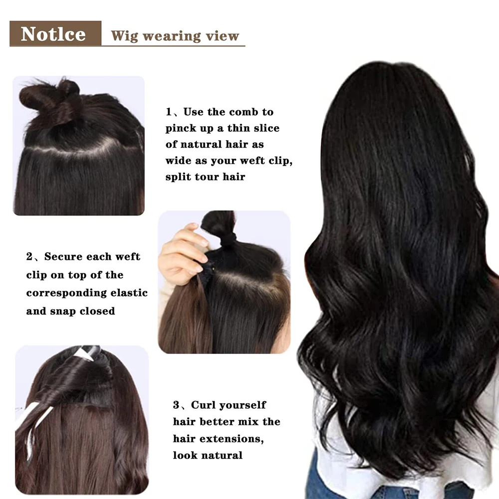 Multi Color Clip-in Body Wave Hair Extensions 45.72cm 6 PCS Double Weft Synthetic Heat Resistant Hair Extensions for