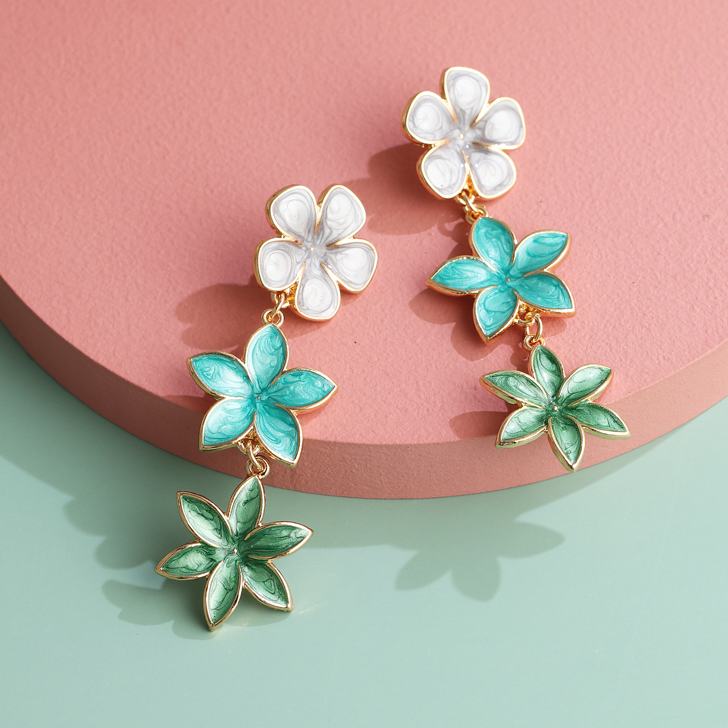 Multi Color Floral Drop Earrings Multi Color Floral Drop Earrings