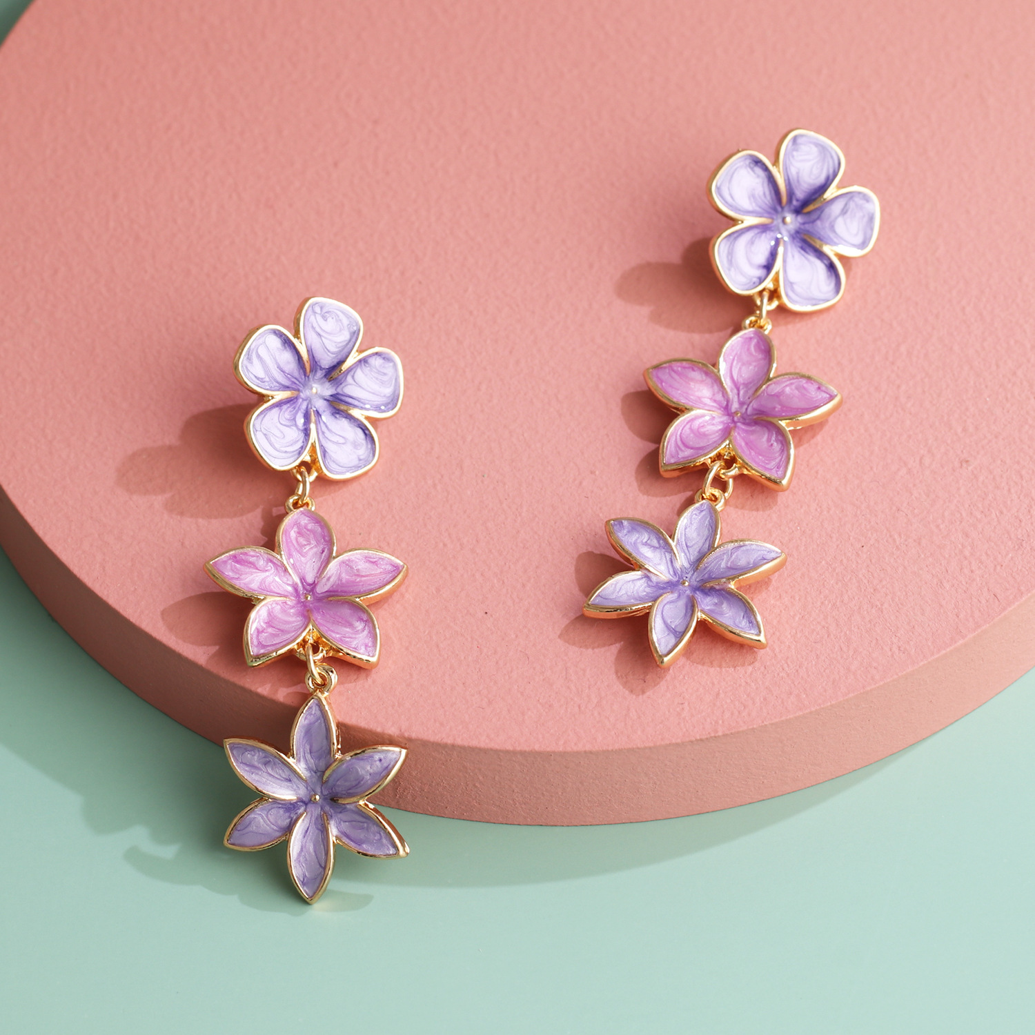 Multi Color Floral Drop Earrings