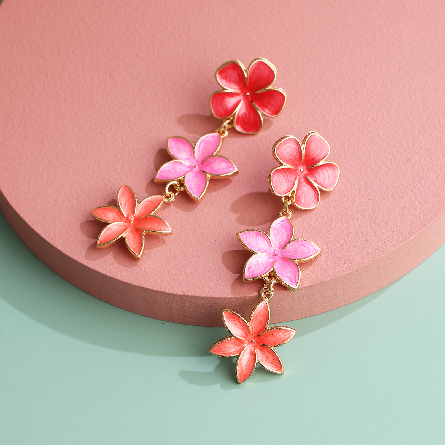 Multi Color Floral Drop Earrings