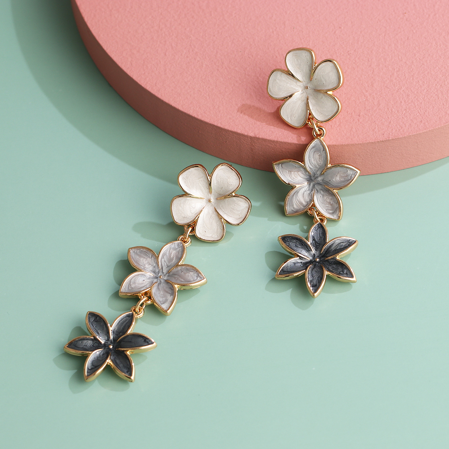 Multi Color Floral Drop Earrings