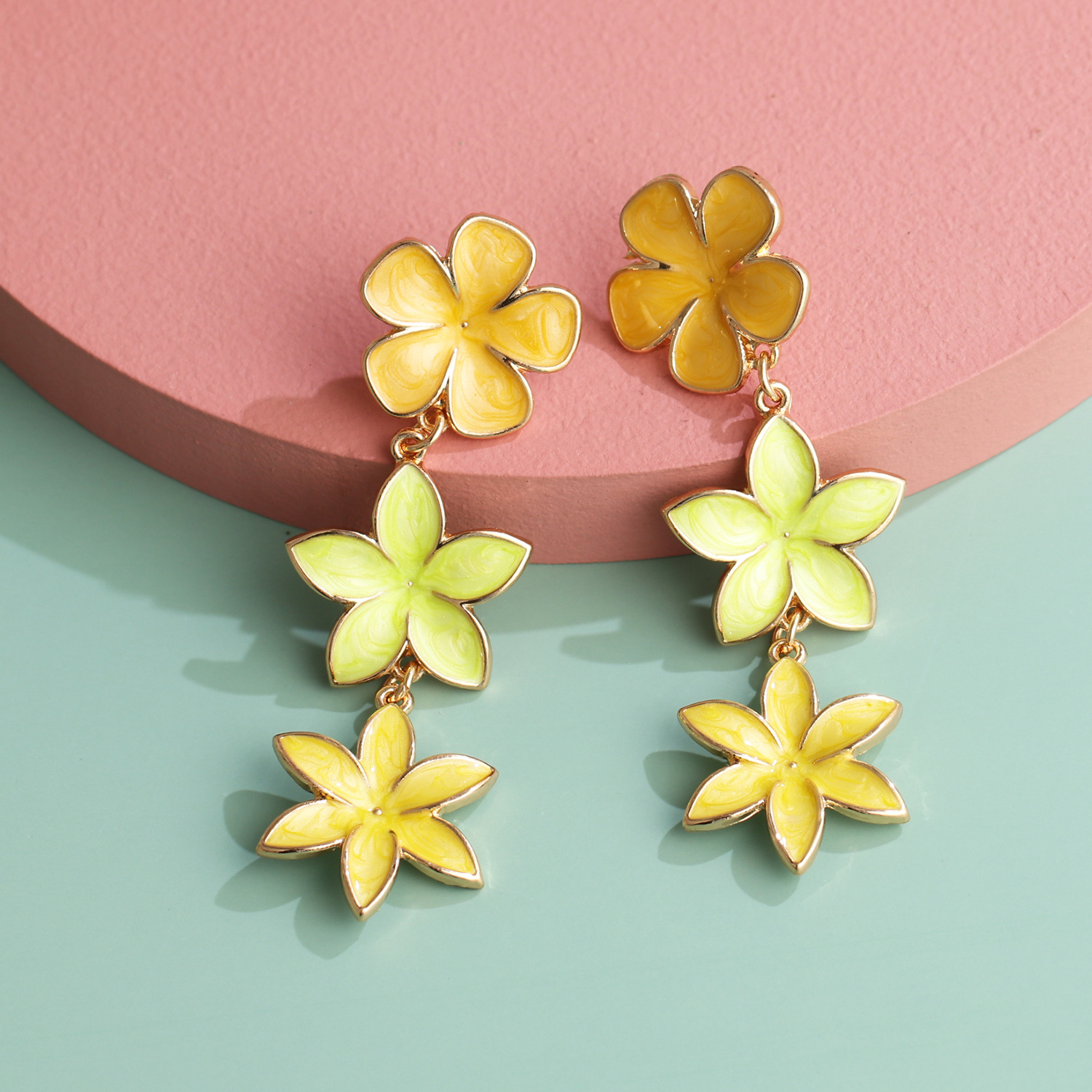 Multi Color Floral Drop Earrings