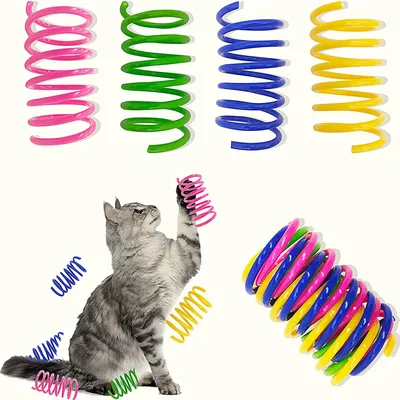 Multi-Colored Plastic Springs for Cats (4 pcs)
