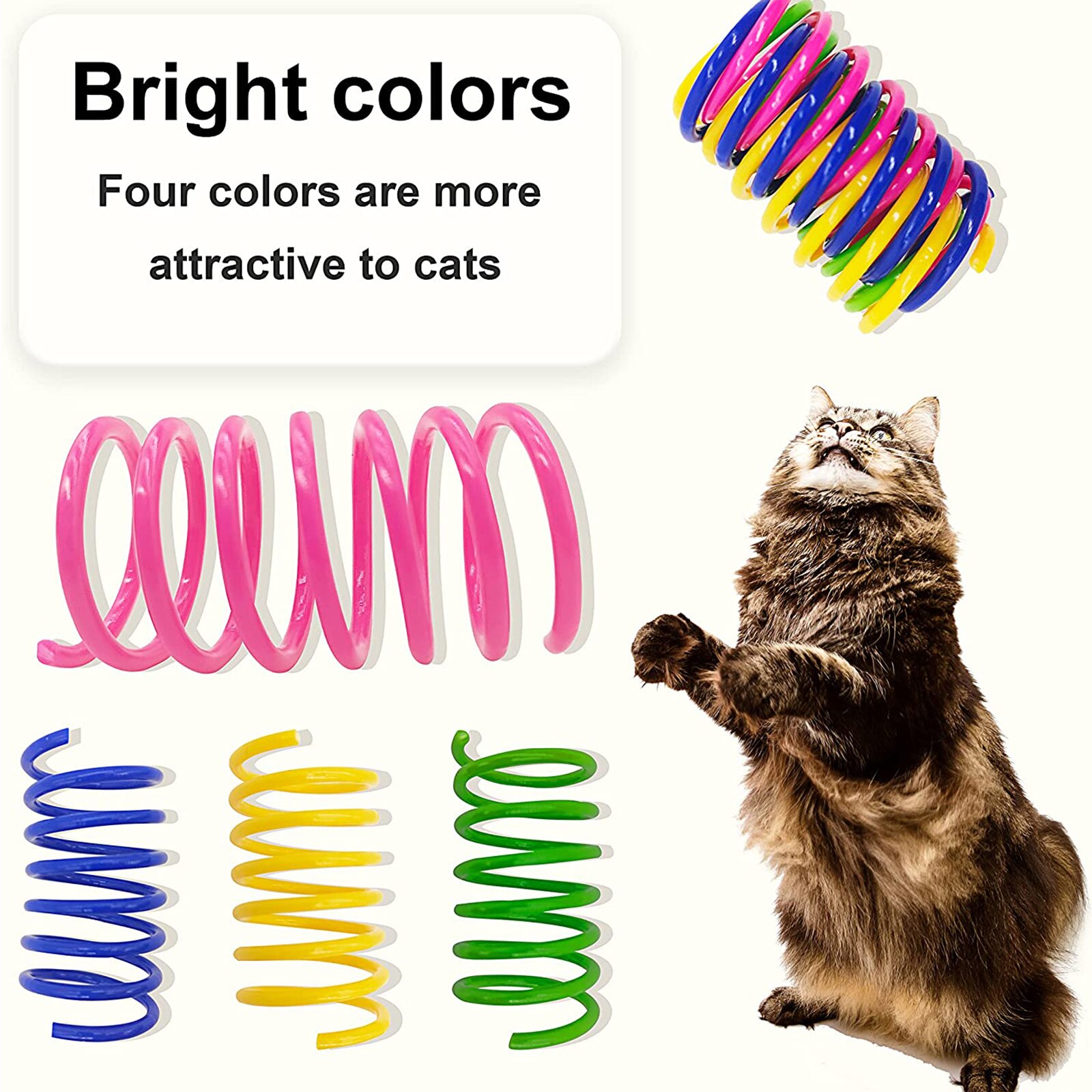 Multi-Colored Plastic Springs for Cats (4 pcs)