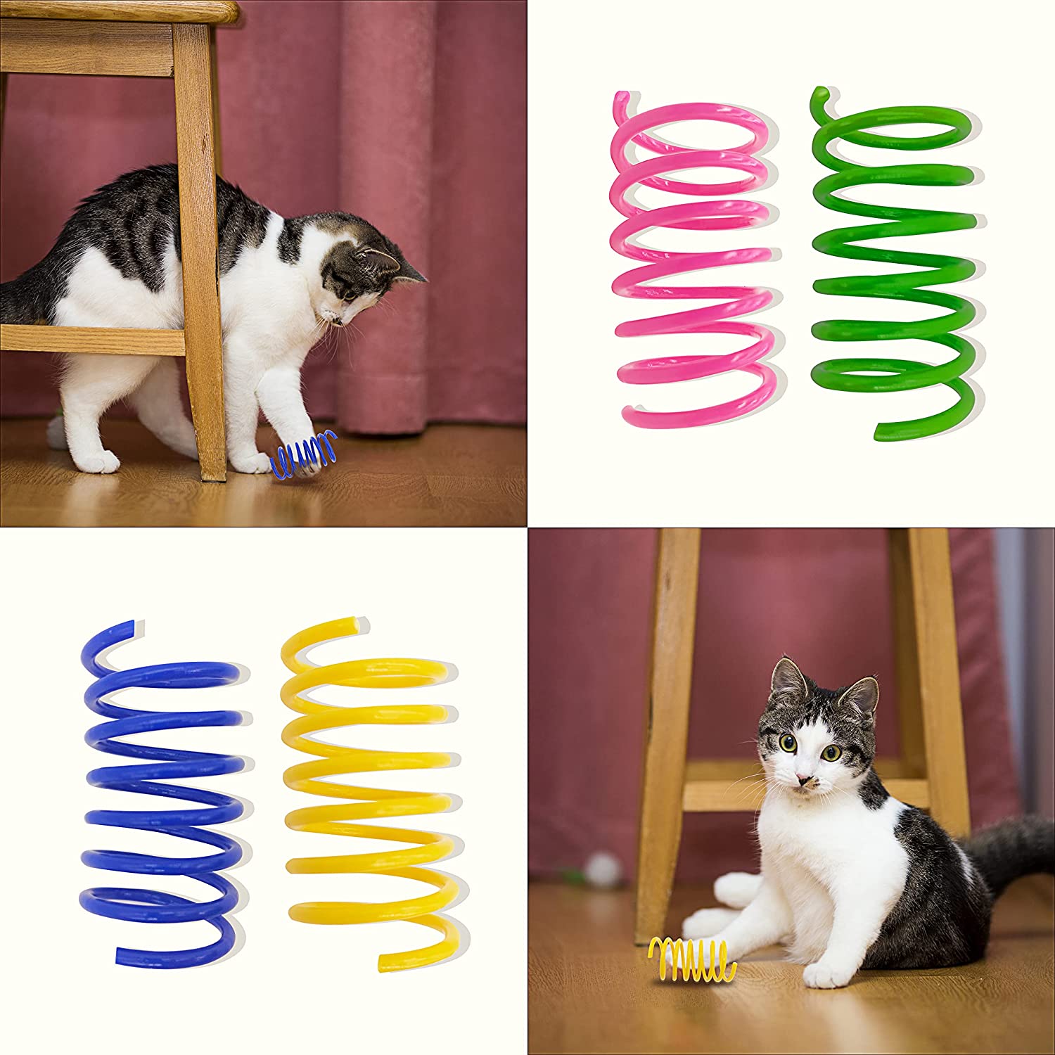 Multi-Colored Plastic Springs for Cats (4 pcs)