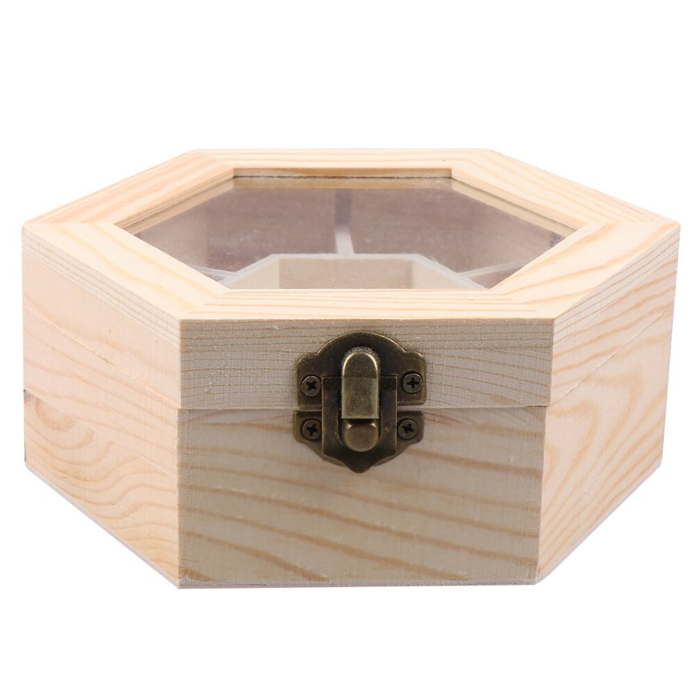 Multi Compartment Hexagonal Wooden Box