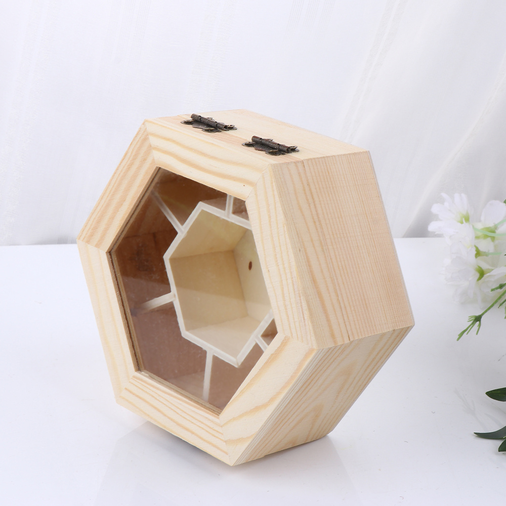 Multi Compartment Hexagonal Wooden Box