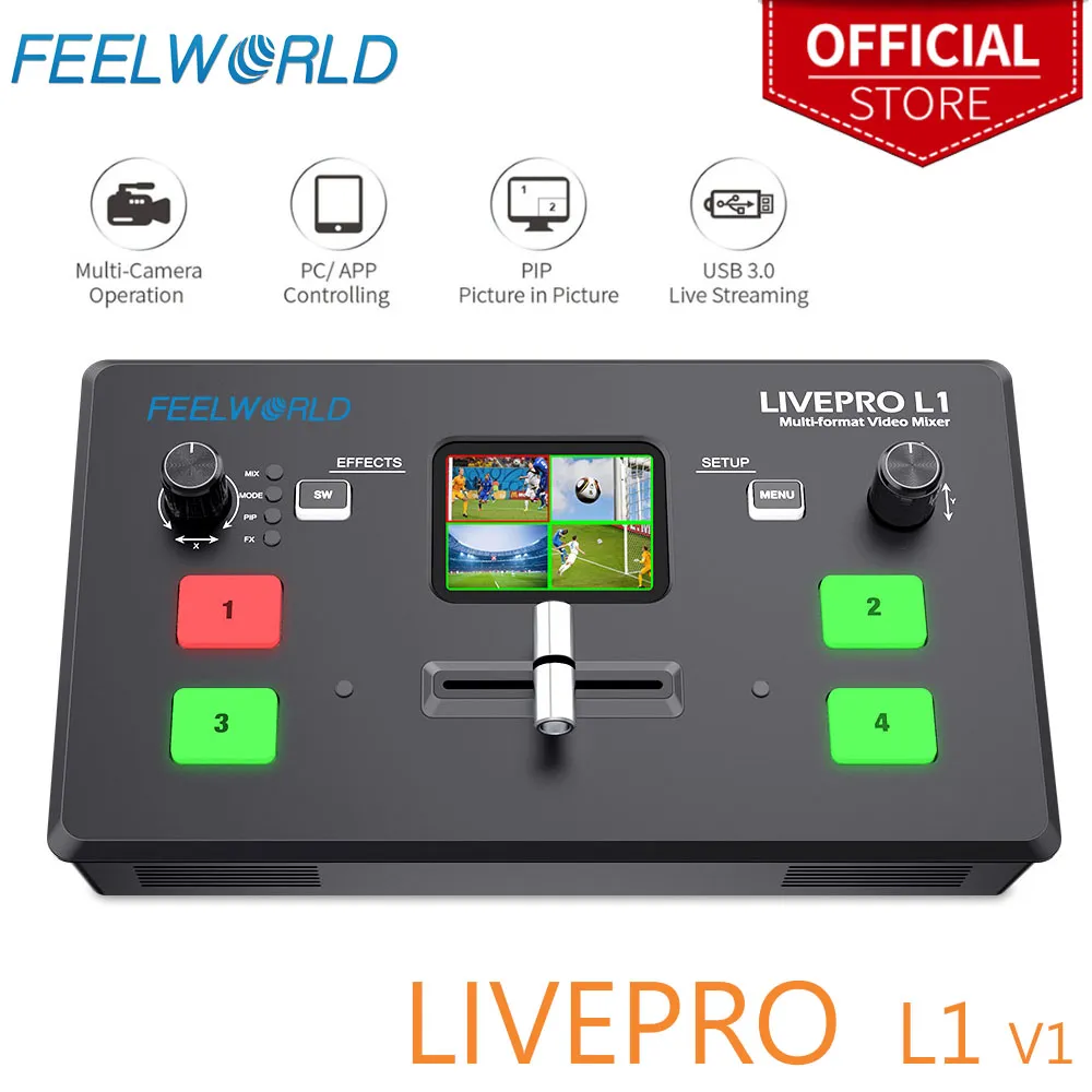 Multi Format Video Mixer Switcher 4x HDMI Inputs Camera Production USB3.0 Live Streaming Youtube