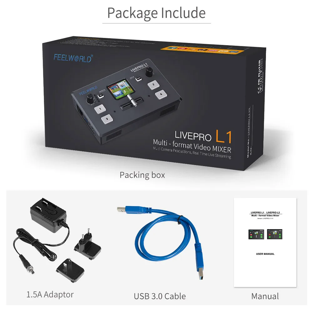 Multi Format Video Mixer Switcher 4x HDMI Inputs Camera Production USB3.0 Live Streaming Youtube