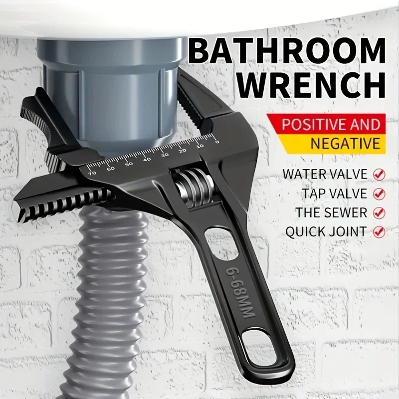 Multi-function Adjustable Wrench Aluminium Alloy Large Open Wrench Universal Spanner Repair Tool for Water Pipe Screw