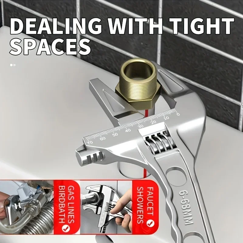 Multi-function Adjustable Wrench Aluminium Alloy Large Open Wrench Universal Spanner Repair Tool for Water Pipe Screw