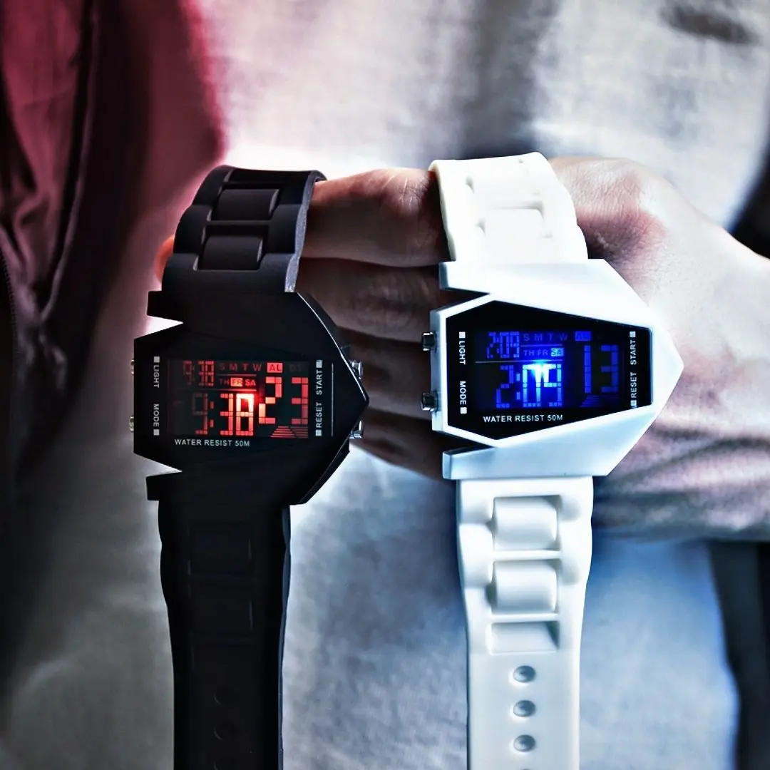 Multi-Function Aircraft Watch Junior High School Students Boys and Girls Sports Electronic Watch Multi-Function Aircraft Watch Junior High School Students Boys and Girls Sports Electronic Watch
