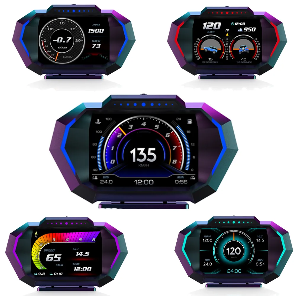 Multi-function Full LCD Instrument OBD+GPS Dual System Car OBD2 GPS HUD Head Up Smart Digital Speedometer with Tester