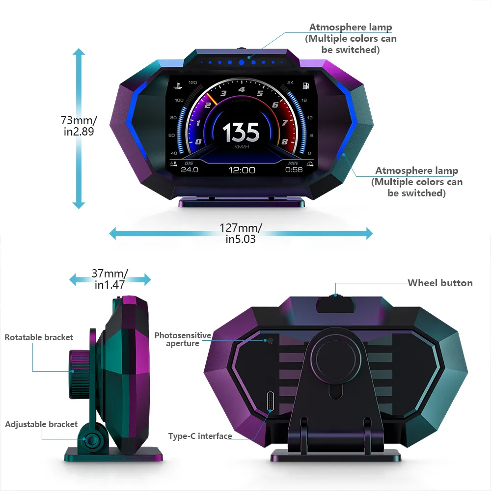 Multi-function Full LCD Instrument OBD+GPS Dual System Car OBD2 GPS HUD Head Up Smart Digital Speedometer with Tester Multi-function Full LCD Instrument OBD+GPS Dual System Car OBD2 GPS HUD Head Up Smart Digital Speedometer with Tester