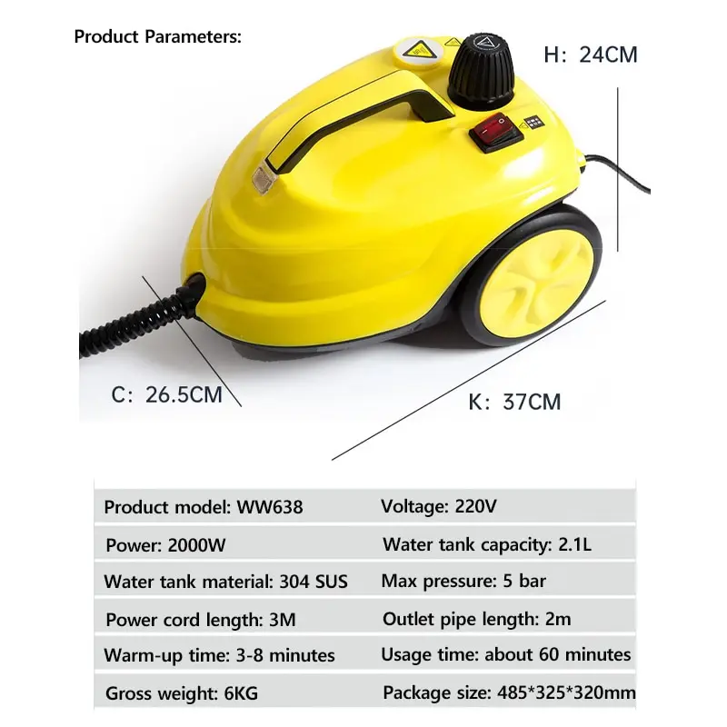 Multi-function Steam Cleaner 2000W High Temperature Sterilization Disinfection Car Interior Steam Cleaner For Floor Multi-function Steam Cleaner 2000W High Temperature Sterilization Disinfection Car Interior Steam Cleaner For Floor