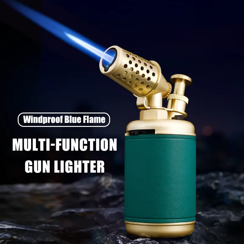 Multi-function Strong Gun Lighter Windproof Blue Flame One-touch Lock Fire Retro Appearance Design Cigar Lighter Multi-function Strong Gun Lighter Windproof Blue Flame One-touch Lock Fire Retro Appearance Design Cigar Lighter