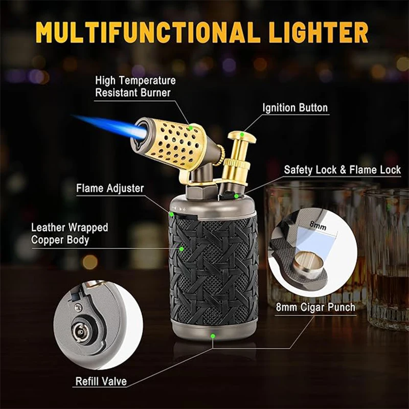 Multi-function Strong Gun Lighter Windproof Blue Flame One-touch Lock Fire Retro Appearance Design Cigar Lighter Multi-function Strong Gun Lighter Windproof Blue Flame One-touch Lock Fire Retro Appearance Design Cigar Lighter