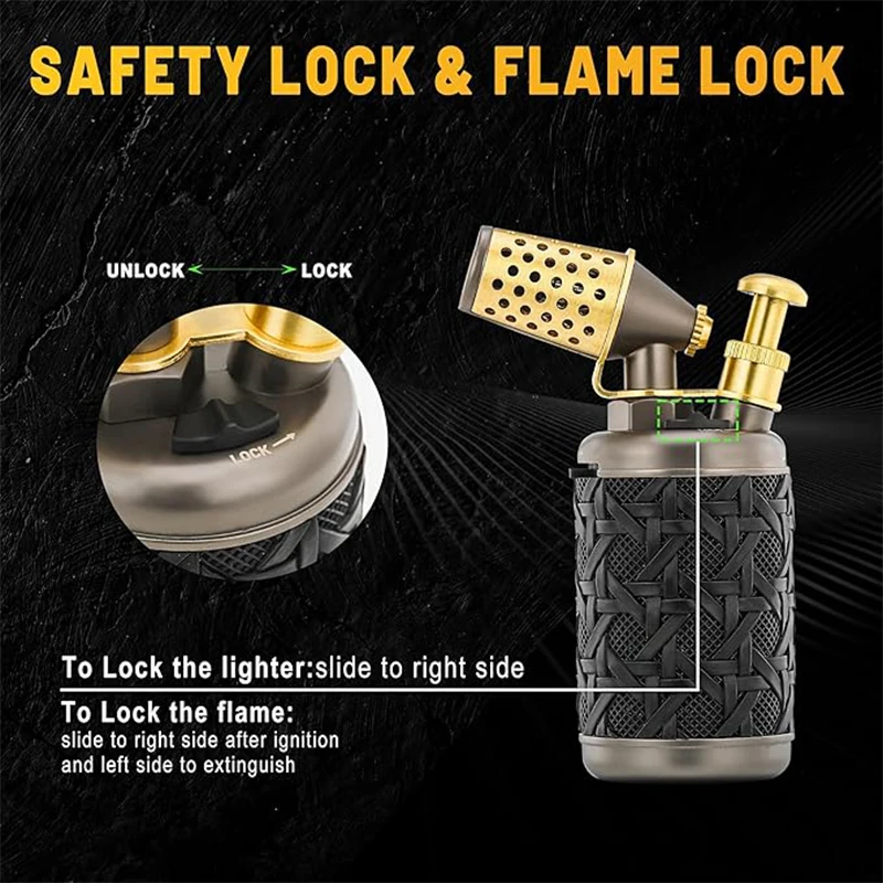Multi-function Strong Gun Lighter Windproof Blue Flame One-touch Lock Fire Retro Appearance Design Cigar Lighter Multi-function Strong Gun Lighter Windproof Blue Flame One-touch Lock Fire Retro Appearance Design Cigar Lighter