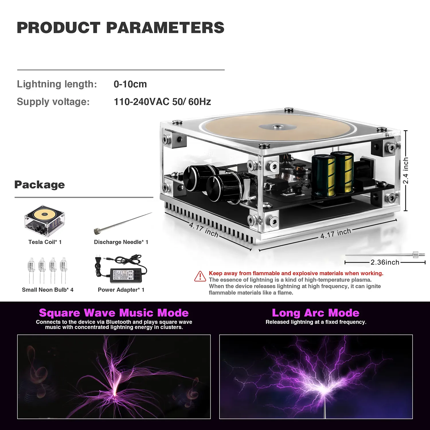 Multi-Function Tesla Music Tesla Coil Speaker, Wireless Transmission Lighting, Science and Education Experimental Multi-Function Tesla Music Tesla Coil Speaker, Wireless Transmission Lighting, Science and Education Experimental