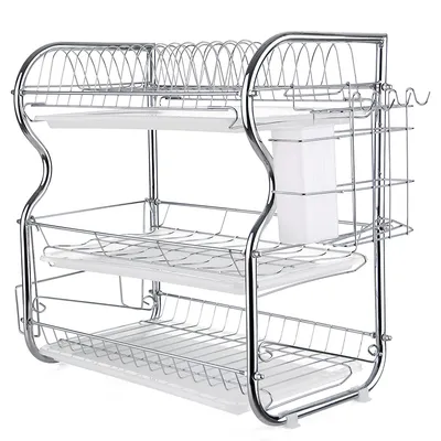 Multi-functional 3-Tier Dish Rack Kitchen Supplies Storage Rack Draining Rack with Chopsticks/Knives/Cutting Board Multi-functional 3-Tier Dish Rack Kitchen Supplies Storage Rack Draining Rack with Chopsticks/Knives/Cutting Board