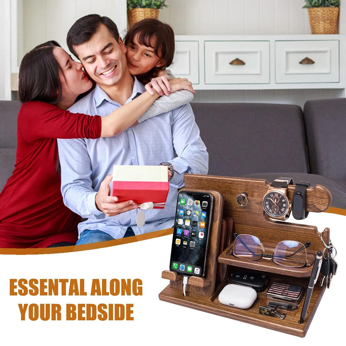 Multi-functional Wooden For the Phone, Glasses, Watches, Keys, and other items Extension Base Father's Gift Bedside Multi-functional Wooden For the Phone, Glasses, Watches, Keys, and other items Extension Base Father's Gift Bedside