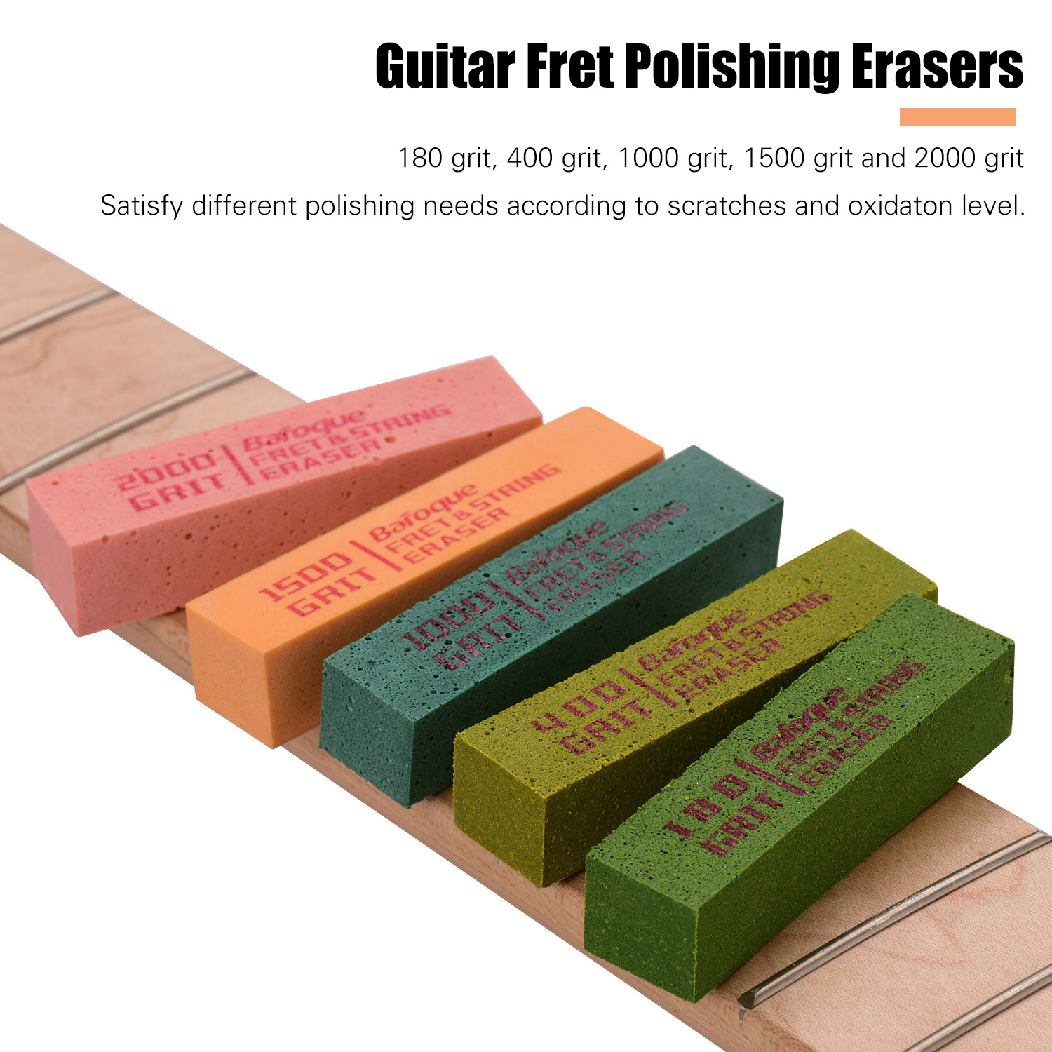 Multi Grit Rubber Fret Erasers Set (5 pcs) Multi Grit Rubber Fret Erasers Set (5 pcs)