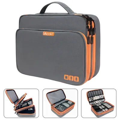 Multi Layer Electronic Accessories Organizer, Storage Handbag with Front Pocket Travel Cable Organizer Large Capacity Multi Layer Electronic Accessories Organizer, Storage Handbag with Front Pocket Travel Cable Organizer Large Capacity