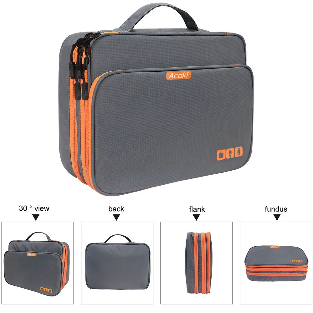 Multi Layer Electronic Accessories Organizer, Storage Handbag with Front Pocket Travel Cable Organizer Large Capacity Multi Layer Electronic Accessories Organizer, Storage Handbag with Front Pocket Travel Cable Organizer Large Capacity