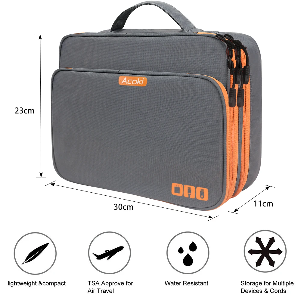 Multi Layer Electronic Accessories Organizer, Storage Handbag with Front Pocket Travel Cable Organizer Large Capacity Multi Layer Electronic Accessories Organizer, Storage Handbag with Front Pocket Travel Cable Organizer Large Capacity