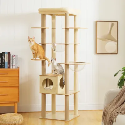 Multi-Level Cat Tree for Indoor Wood Cat Tower with Scratching Posts Spacious Condo Hammock Top Perch Cat Scratcher Cat Multi-Level Cat Tree for Indoor Wood Cat Tower with Scratching Posts Spacious Condo Hammock Top Perch Cat Scratcher Cat