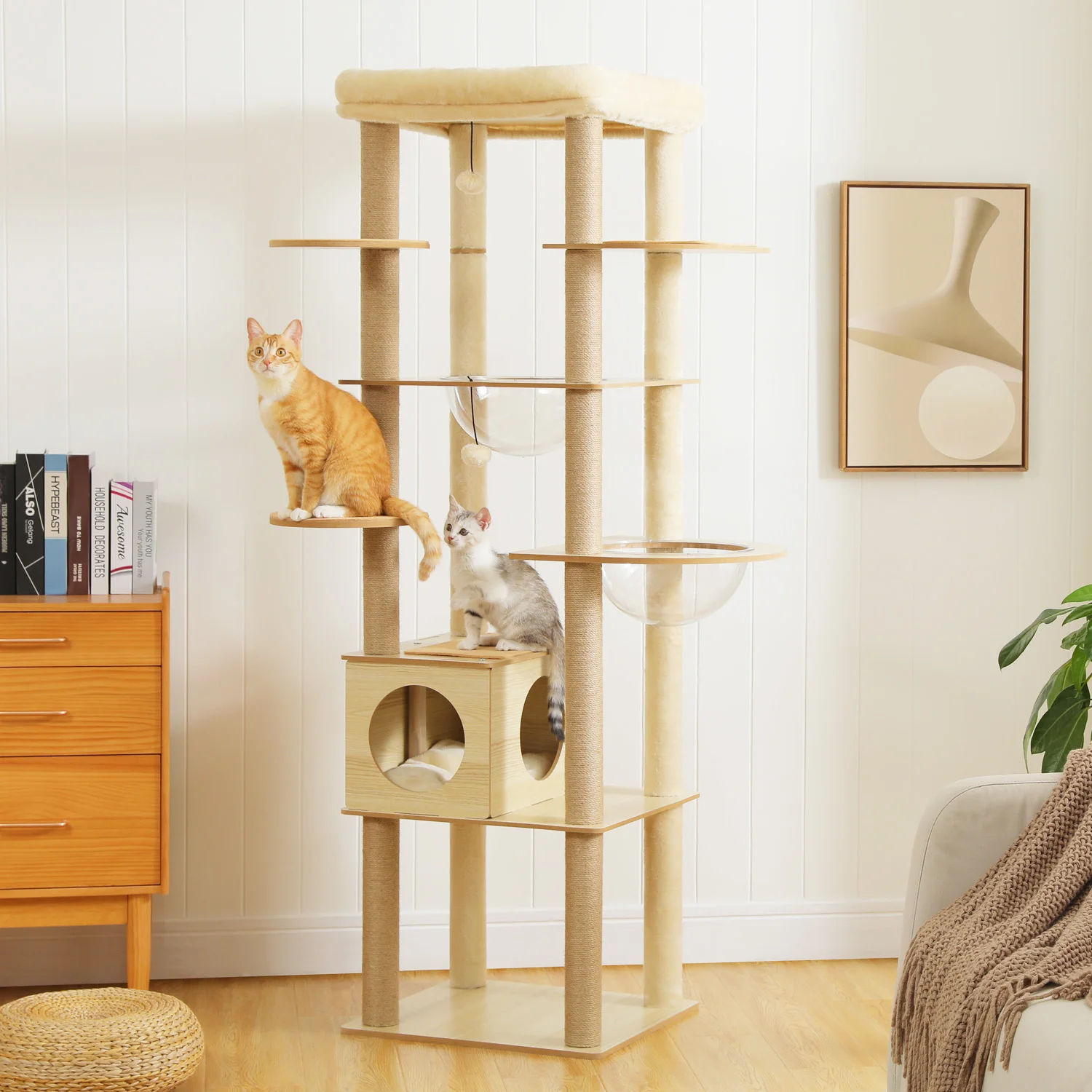 Multi-Level Cat Tree for Indoor Wood Cat Tower with Scratching Posts Spacious Condo Hammock Top Perch Cat Scratcher Cat Multi-Level Cat Tree for Indoor Wood Cat Tower with Scratching Posts Spacious Condo Hammock Top Perch Cat Scratcher Cat