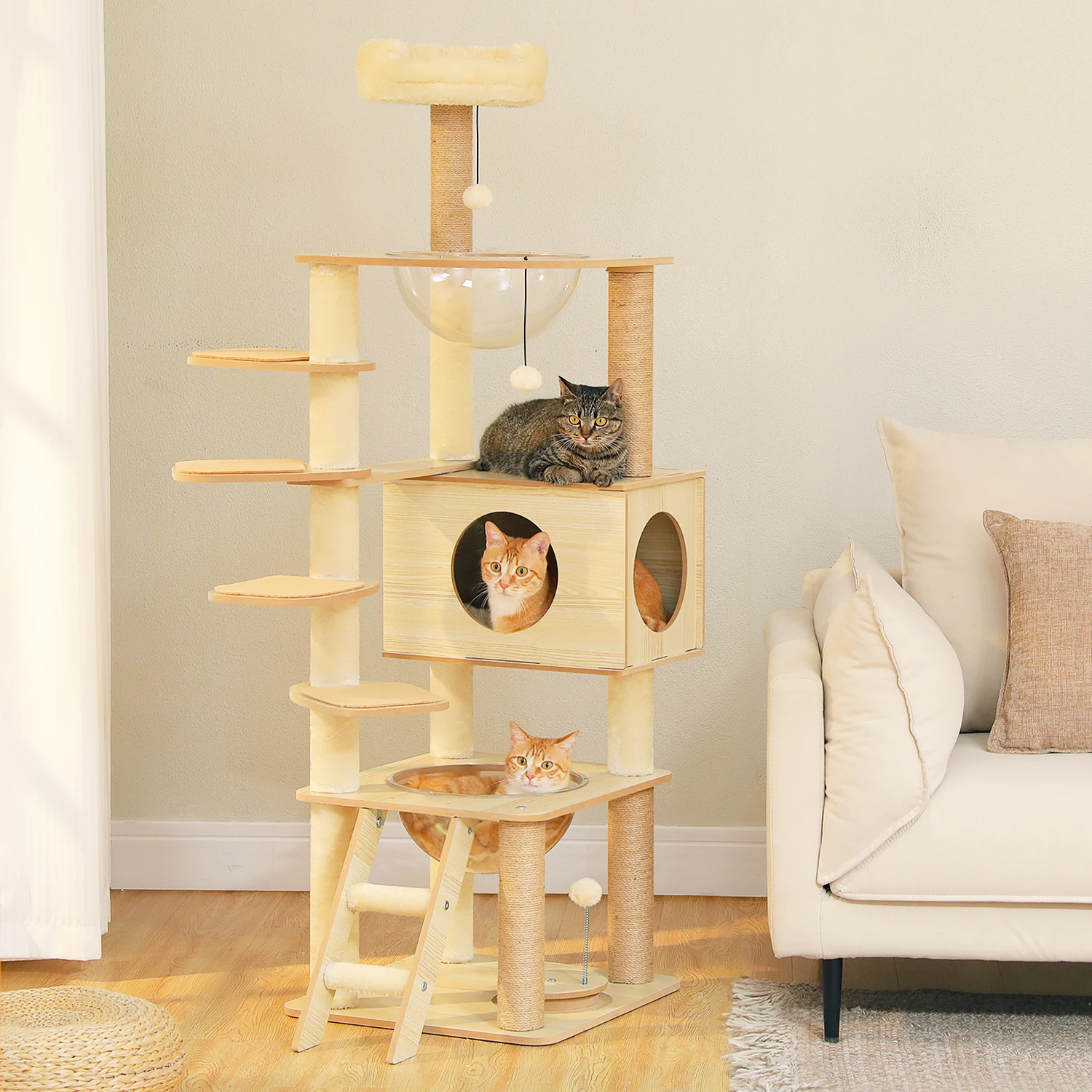 Multi-Level Cat Tree for Indoor Wood Cat Tower with Scratching Posts Spacious Condo Hammock Top Perch Cat Scratcher Cat Multi-Level Cat Tree for Indoor Wood Cat Tower with Scratching Posts Spacious Condo Hammock Top Perch Cat Scratcher Cat