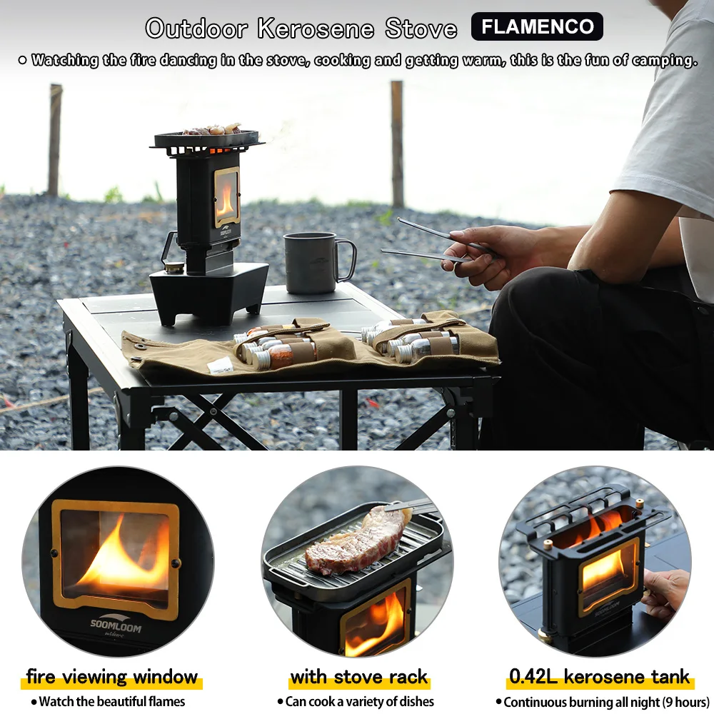 Multi-Purpose Camping Kerosene Lamp Stove, Outdoor Portable Retro Camping Lantern & Kerosene Iron Stove for Picnic