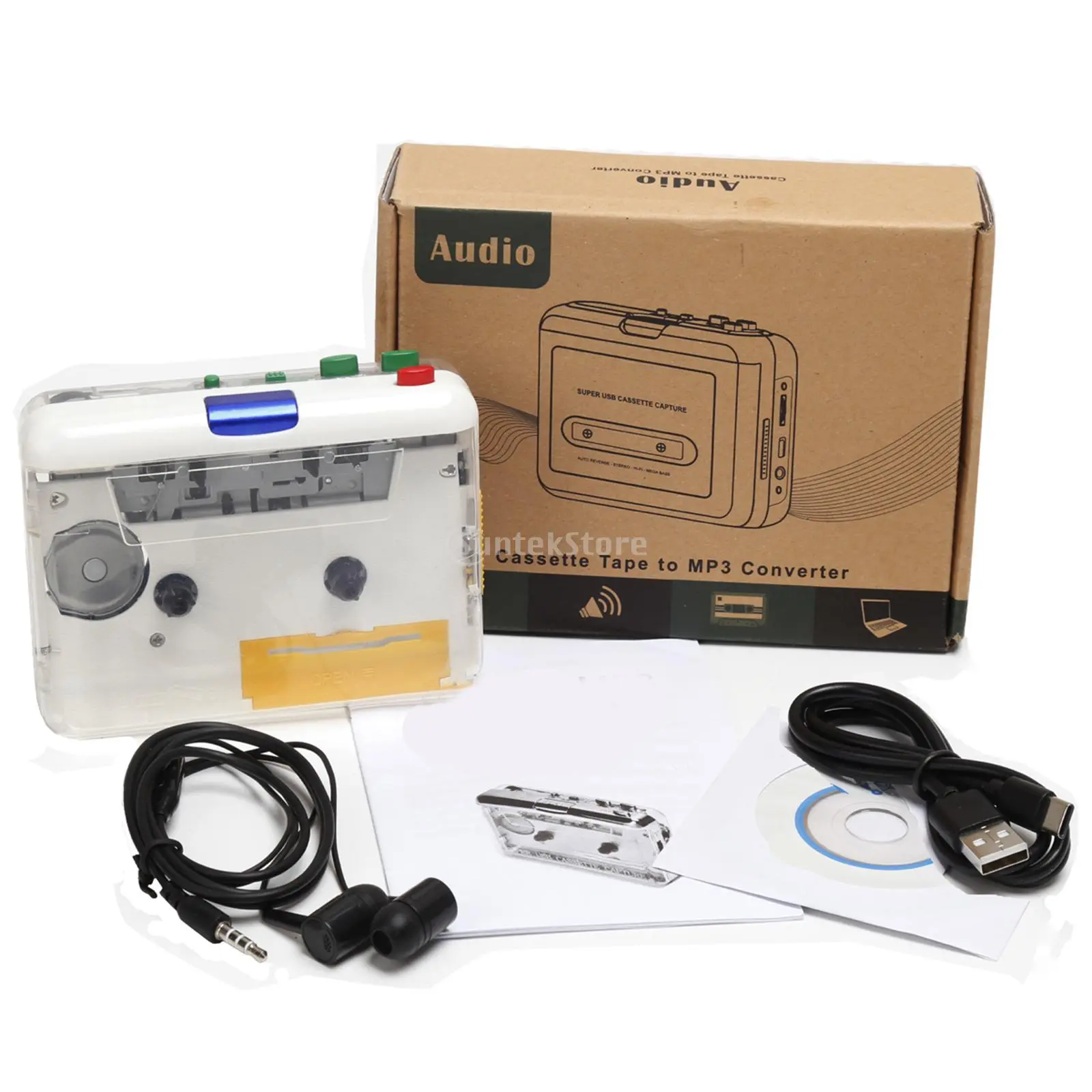 Multi Purpose Cassette Player MP3/CD Audio Auto Reverse USB Cassette Tape Player Built in Mic Cassette Mp3 Converter