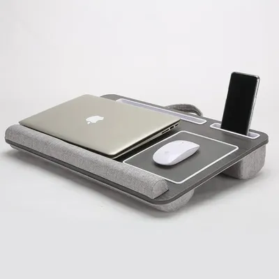 Multi Purpose Laptop Desk Leg Table Design of Double Groove Anti Slip Bar Embedded Mouse Pad Use with Sofa Bedroom