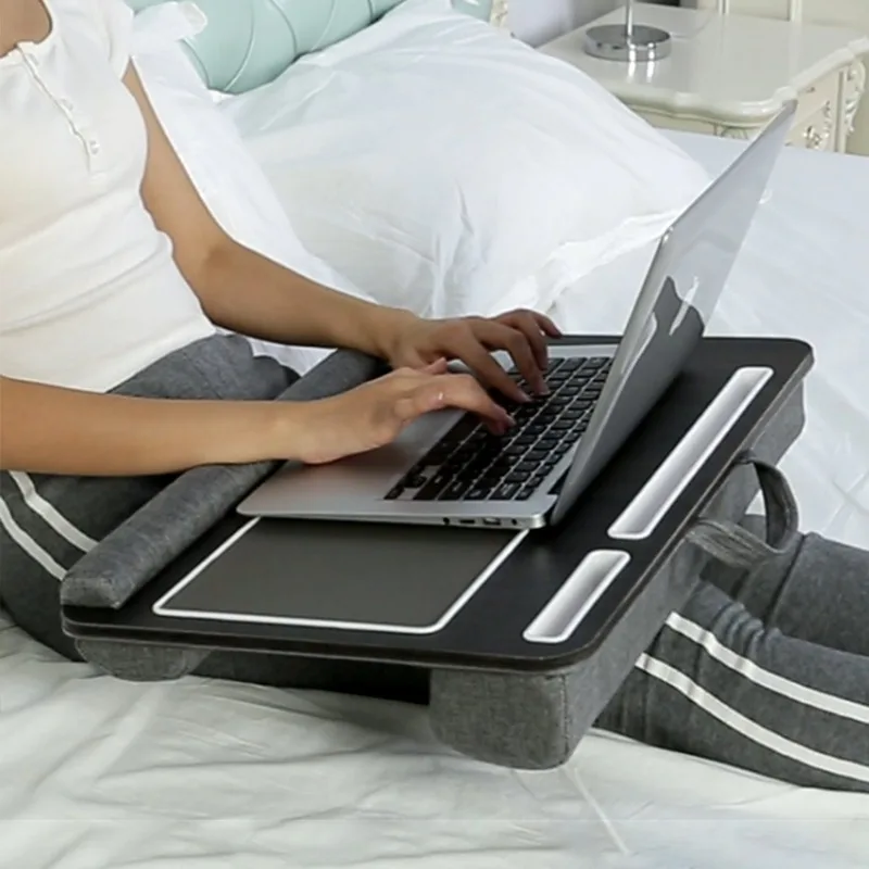 Multi Purpose Laptop Desk Leg Table Design of Double Groove Anti Slip Bar Embedded Mouse Pad Use with Sofa Bedroom