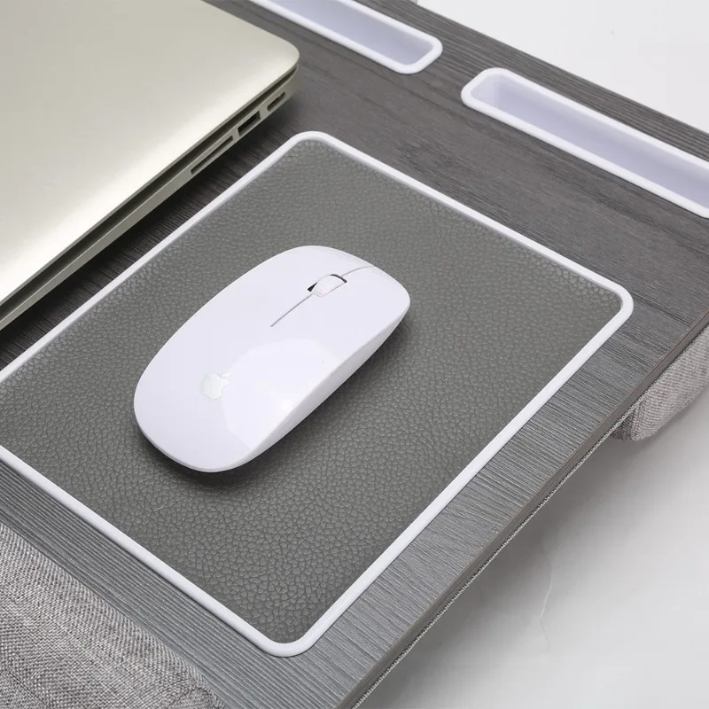 Multi Purpose Laptop Desk Leg Table Design of Double Groove Anti Slip Bar Embedded Mouse Pad Use with Sofa Bedroom