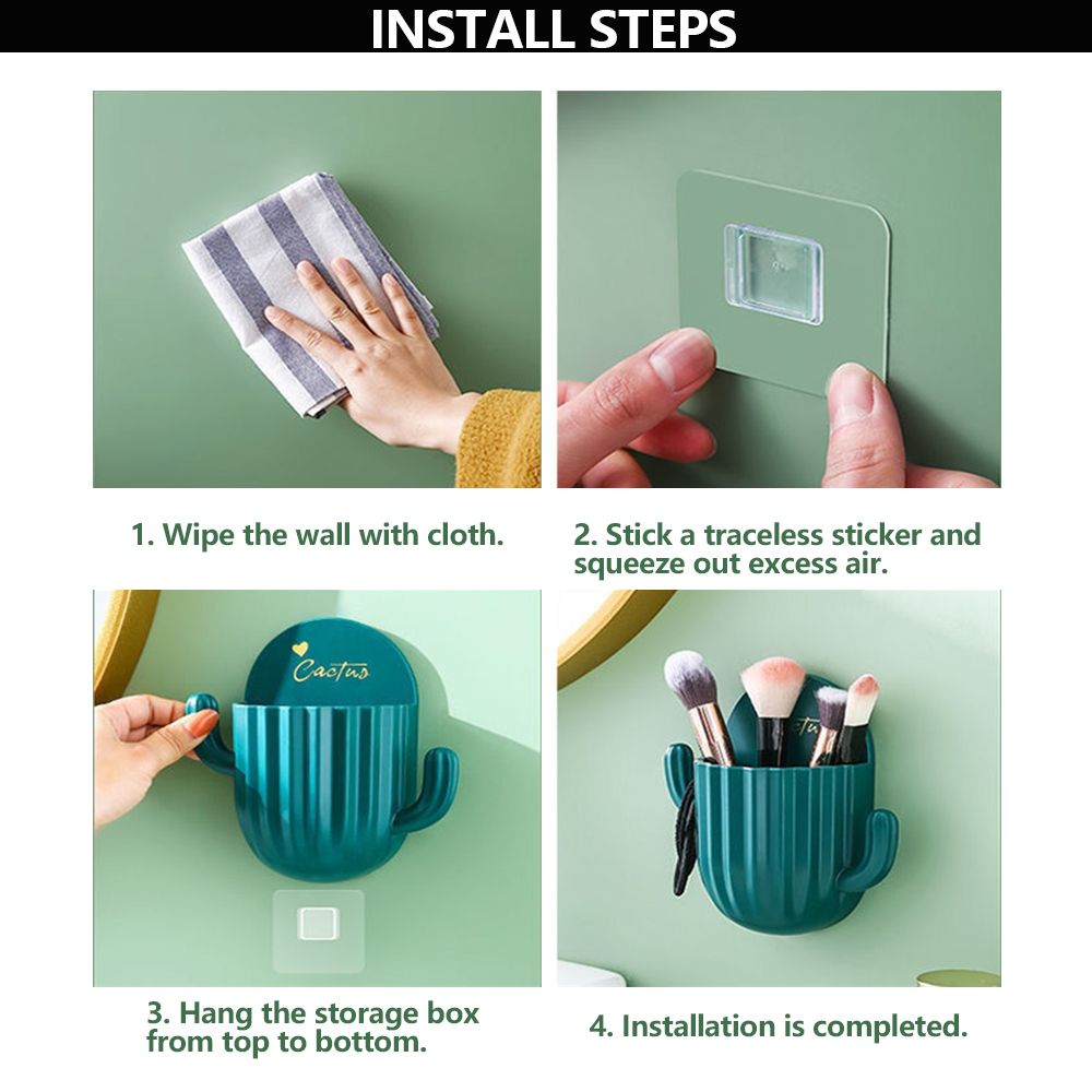 Multi Purpose Self Adhesive Wall Cactus Toothbrush Holder Multi Purpose Self Adhesive Wall Cactus Toothbrush Holder