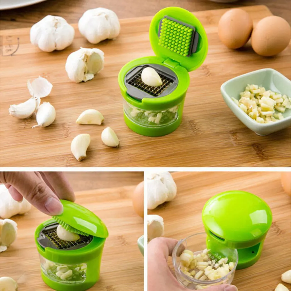 Multifunction Plastic Garlic Press Presser Crusher Slicer Grater Dicing Slicing and Storage Kitchen Vegetable Tool