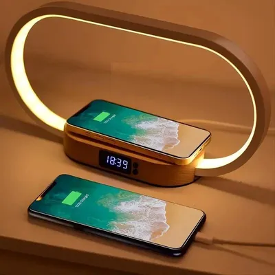 Multifunction Wireless Charger Pad Stand Clock LED Desk Lamp Night Light USB Port Fast Charging Station Dock Multifunction Wireless Charger Pad Stand Clock LED Desk Lamp Night Light USB Port Fast Charging Station Dock