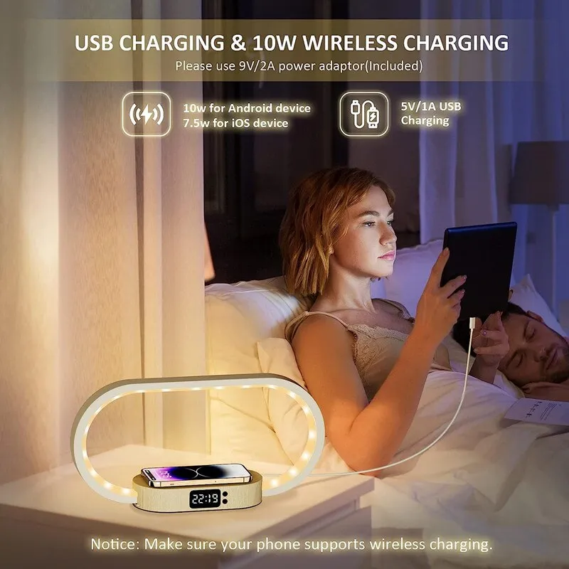 Multifunction Wireless Charger Pad Stand Clock LED Desk Lamp Night Light USB Port Fast Charging Station Dock Multifunction Wireless Charger Pad Stand Clock LED Desk Lamp Night Light USB Port Fast Charging Station Dock