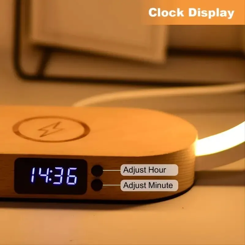 Multifunction Wireless Charger Pad Stand Clock LED Desk Lamp Night Light USB Port Fast Charging Station Dock Multifunction Wireless Charger Pad Stand Clock LED Desk Lamp Night Light USB Port Fast Charging Station Dock
