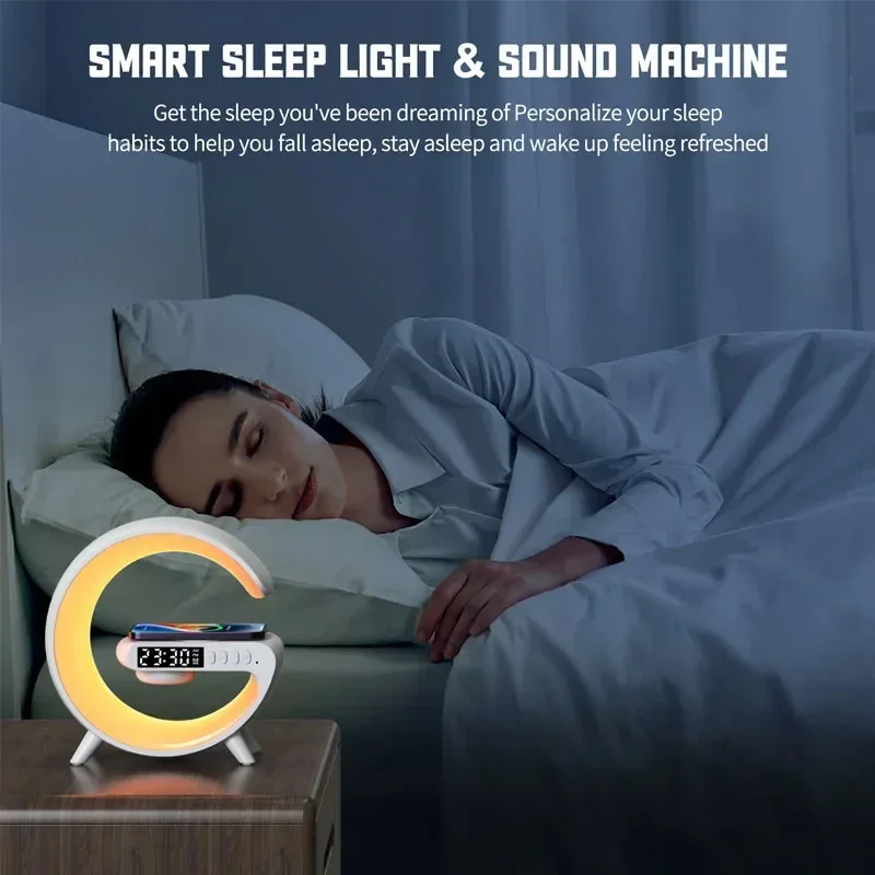 Multifunction Wireless Charger Pad Stand Speaker TF RGB Night Light 15W Fast Charging Station for Phones