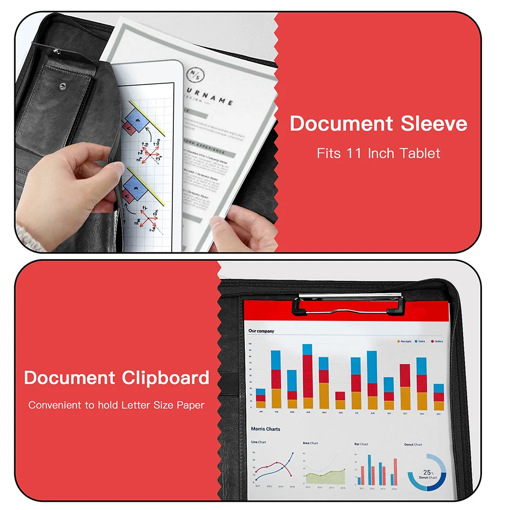 Multifunctional A4 Conference Folder Business Stationery Folder Leather Contract File FoldersTravel Document Folder