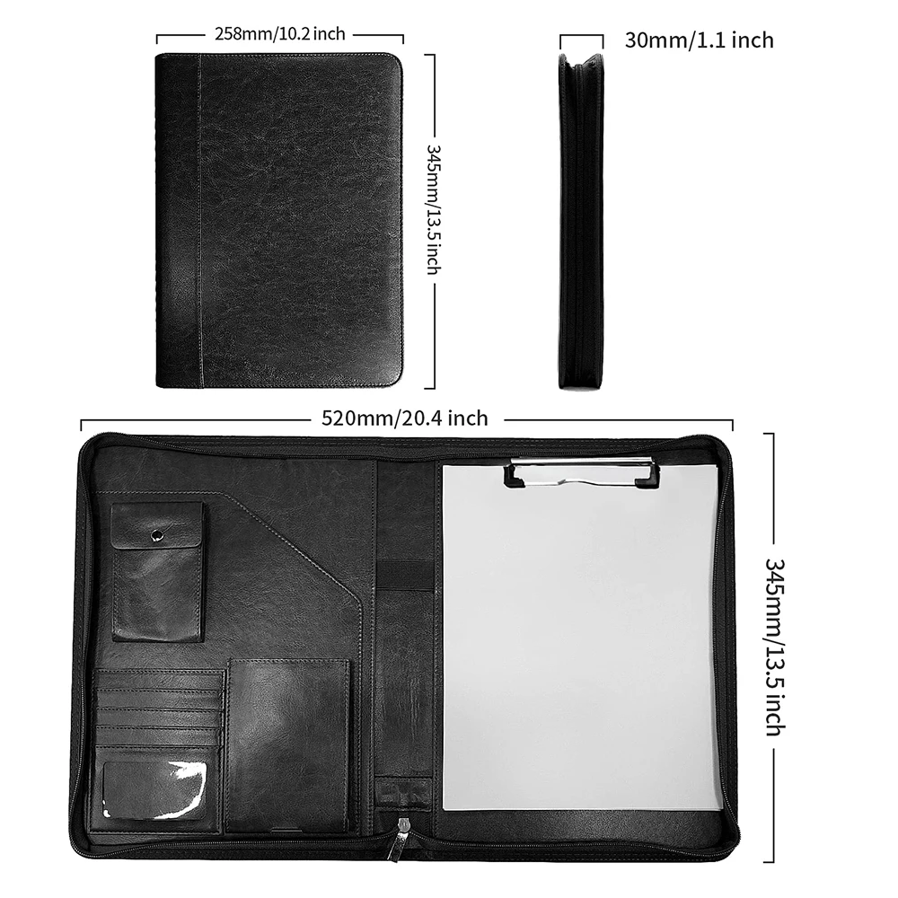 Multifunctional A4 Conference Folder Business Stationery Folder Leather Contract File FoldersTravel Document Folder