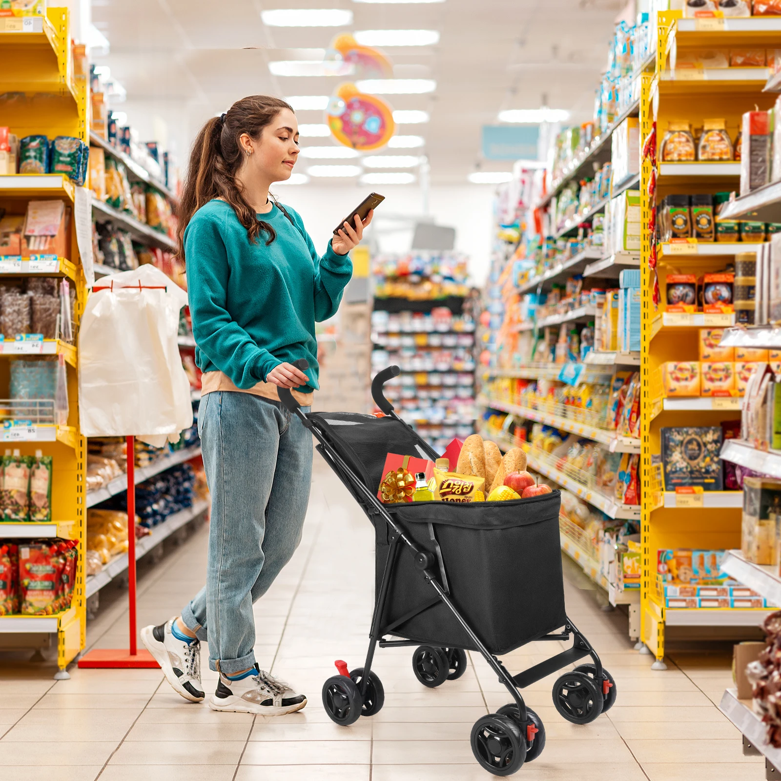 Multifunctional Cart Folding Portable Durable Lightweight Market Purchase Bag Trolley,Pet Stroller,For Picnic Multifunctional Cart Folding Portable Durable Lightweight Market Purchase Bag Trolley,Pet Stroller,For Picnic
