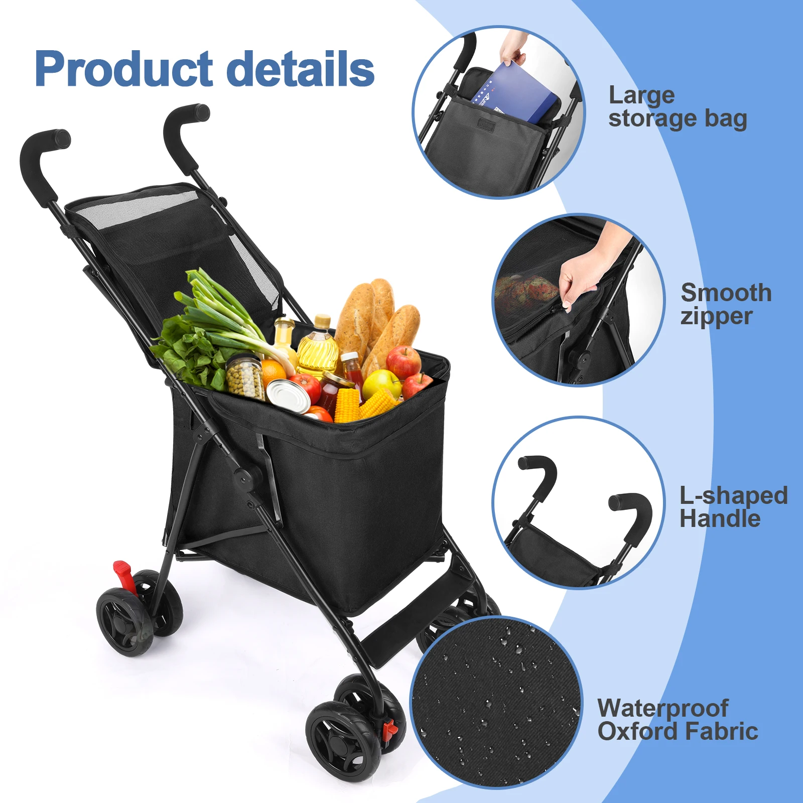 Multifunctional Cart Folding Portable Durable Lightweight Market Purchase Bag Trolley,Pet Stroller,For Picnic Multifunctional Cart Folding Portable Durable Lightweight Market Purchase Bag Trolley,Pet Stroller,For Picnic