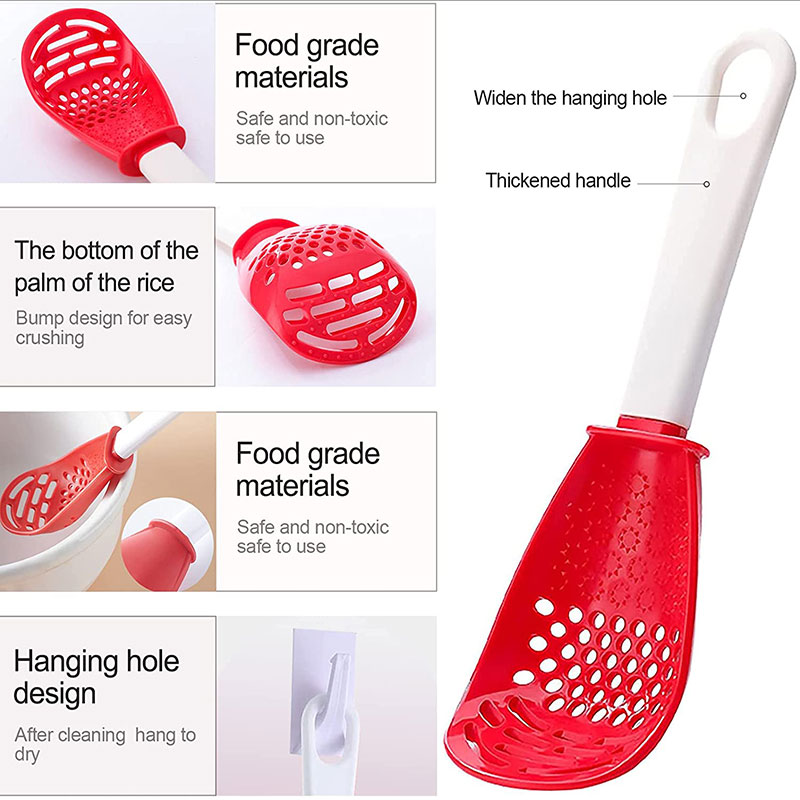 Multifunctional Cooking Spoon Kitchen Strainer Scoop to Cut Garlic Hanging Hole Innovative Potato Garlic Press kitchen