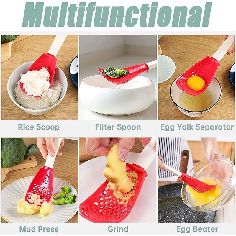 Multifunctional Cooking Spoon Kitchen Strainer Scoop to Cut Garlic Hanging Hole Innovative Potato Garlic Press kitchen