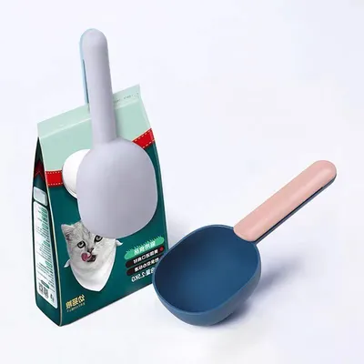 Multifunctional Dog Food Cat Food Shovel Feeding Spoon Sealed Bag Clip Creative Measuring Cup Curved Design Easy To Multifunctional Dog Food Cat Food Shovel Feeding Spoon Sealed Bag Clip Creative Measuring Cup Curved Design Easy To